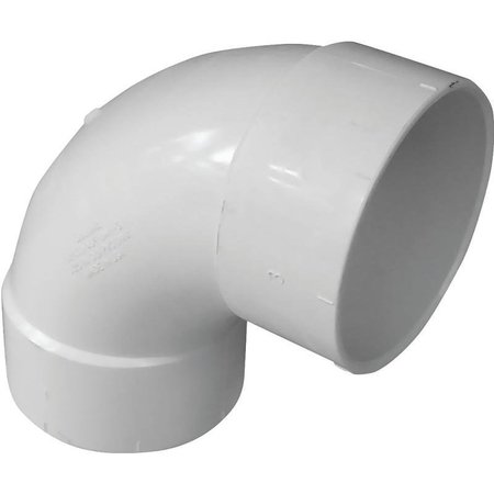 GENOVA CANPLAS Sanitary Pipe Elbow, 4 in, Hub, 90 deg Angle, PVC, White 414164BC